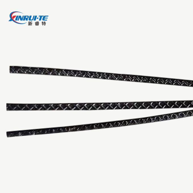 100% Vigin Black Macro Embossed Polypropylene Curved Fibers
